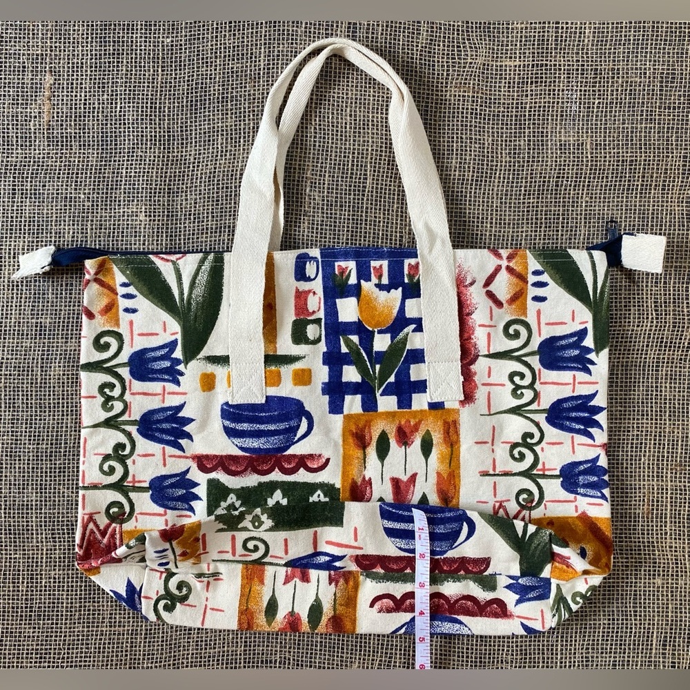 Tote Bag Spring Canvas Colorful Patterned Floral/… - image 4